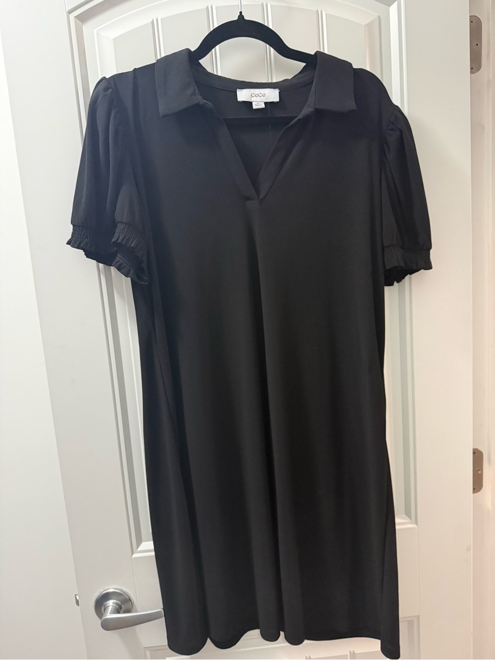 CeCe Black Mini Dress with Puff Sleeves